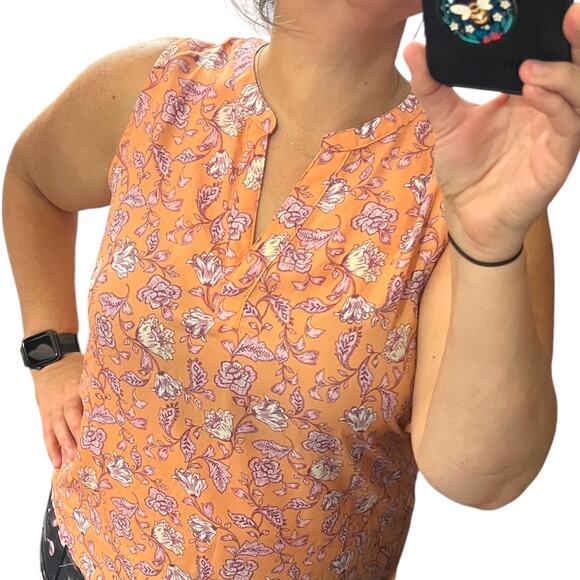 Papermoon SMALL Fayette Mixed Material Blouse - Stitch Fix Floral Sleeveless Top - Picture 2 of 13